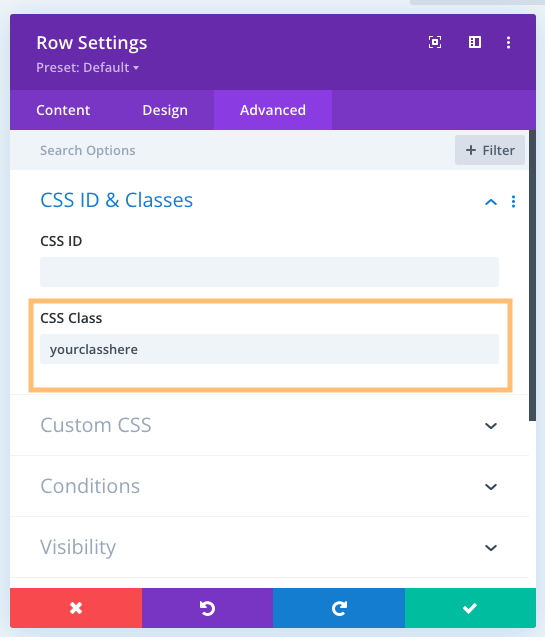 add a class to your row settings